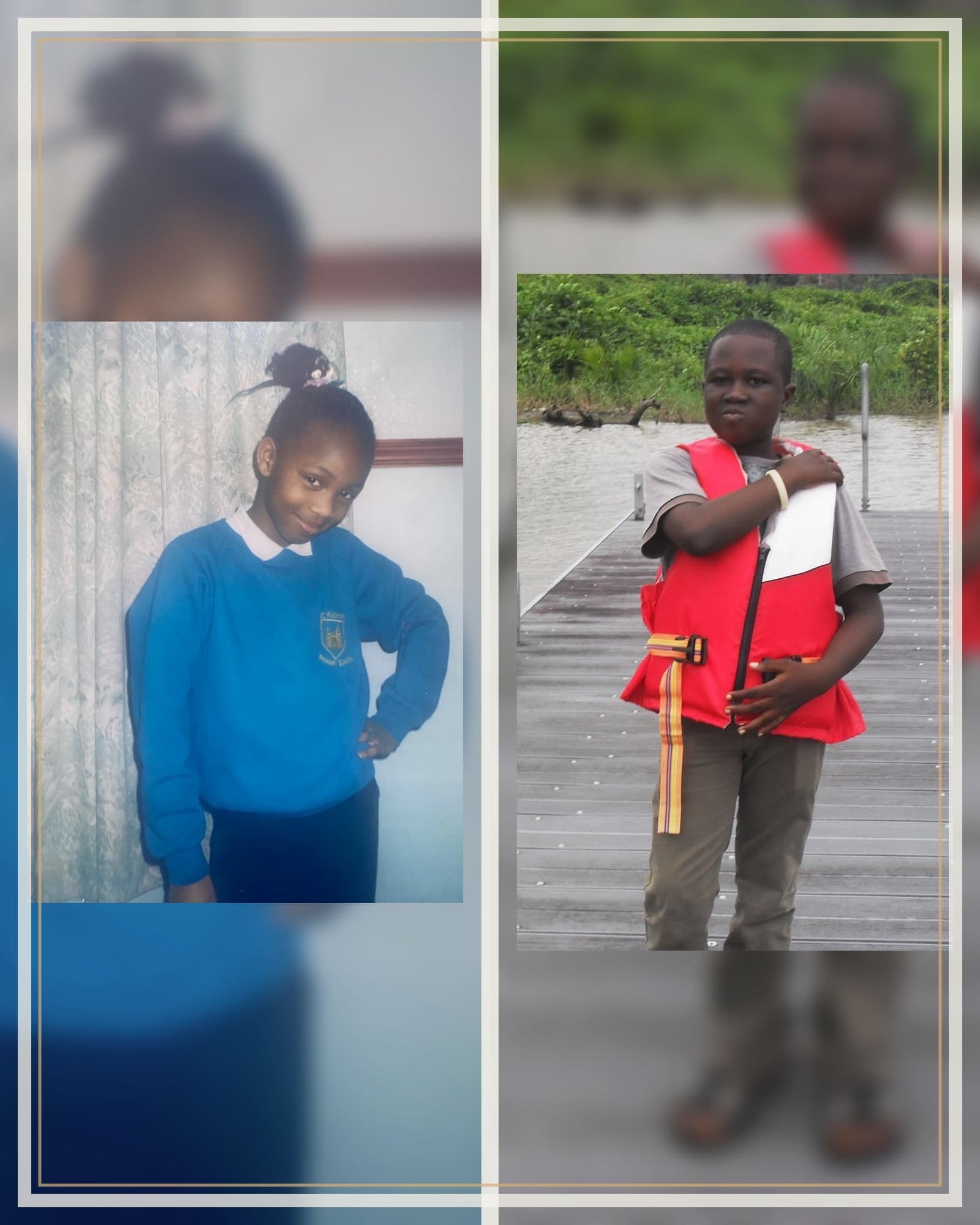 Childhood photos of Esther-Praise and Jeremiah from around their UCISS years